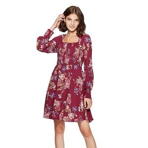 New smocked square neck puff Floral Boho dress